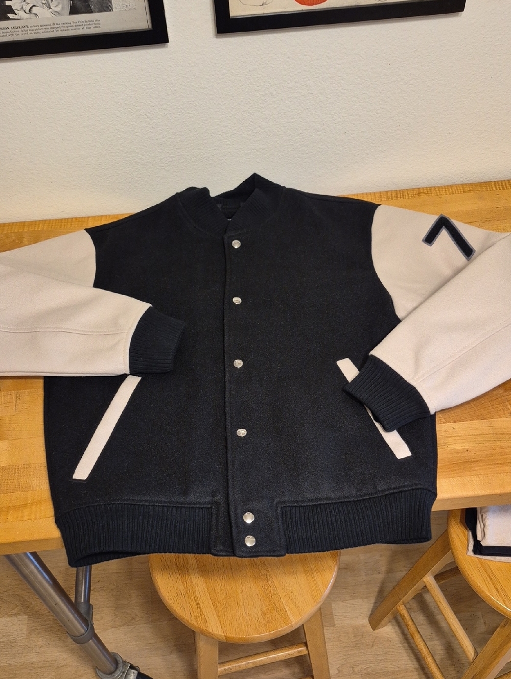 Abercrombie & Fitch Varsity Jacket Black & Cream 76